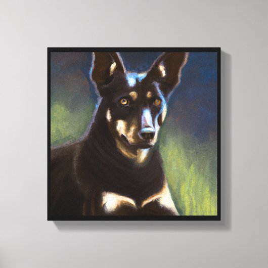 オーストラリアン・ケルピー - 犬の肖像画 キャンバスプリント (正面)
