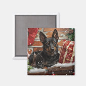 オーストラリアン・ケルピー 犬 クリスマス  マグネット (正面/裏面)