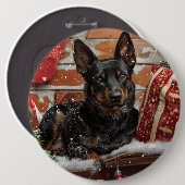 オーストラリアン・ケルピー 犬 クリスマス  缶バッジ (正面&裏面)
