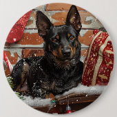 オーストラリアン・ケルピー 犬 クリスマス  缶バッジ (正面)