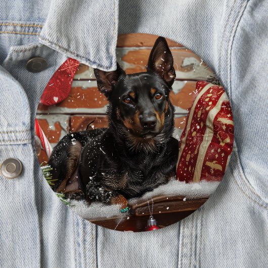 オーストラリアン・ケルピー 犬 クリスマス  缶バッジ (インサイチュ)