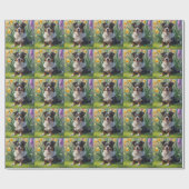 オーストラリアン・ケルピー 犬 春の花 絵画 ラッピングペーパー (フラット)