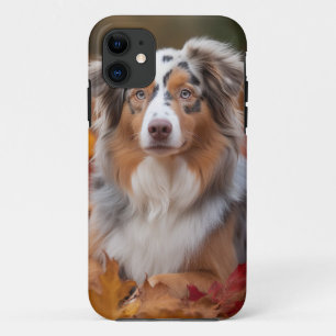 オーストラリアン・シェパードと紅葉のインスピレーション iPhone 11 ケース