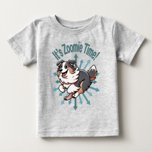 オーストラリアン・シェパードのズーミータイム ベビーTシャツ (正面)