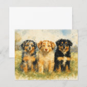 オーストラリアン・シェパードの水彩画トリオ - 牧場にて (正面/裏面)