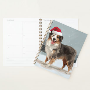 オーストラリアン・シェパードの犬の雪のクリスマス プランナー手帳