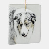 オーストラリアン・シェパードの絵画 - オリジナルの犬のアート セラミックオーナメント (右)