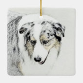 オーストラリアン・シェパードの絵画 - オリジナルの犬のアート セラミックオーナメント (裏面)