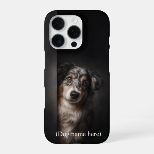オーストラリアン・シェパードの肖像画 iPhone カバー(名入れ可能) iPhoneケース (裏面)