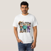 オーストラリアン・シェパードの面白Tシャツ 可愛い3匹組 Tシャツ (正面フル)