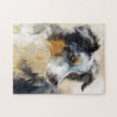 オーストラリアン・シェパード犬の肖像 ジグソーパズル (横)