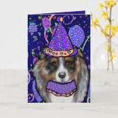 オーストラリアン・シェパード カード (黄色い花)