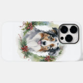 オーストラリアン・シェパード クリスマスリース 陽気な犬 Case-Mate iPhoneケース (裏面 (横))