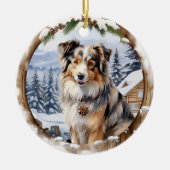 オーストラリアン・シェパード クリスマス オーナメント 冬 犬 (正面)