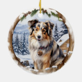 オーストラリアン・シェパード クリスマス オーナメント 冬 犬 (裏面)