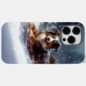 オーストラリアン・シェパード クリスマス 雪 冬 Case-Mate iPhoneケース (裏面 (横))