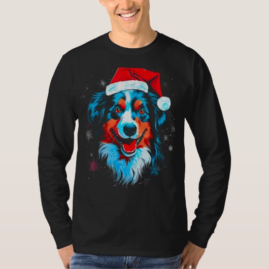 オーストラリアン・シェパード クリスマス Tシャツ (正面)