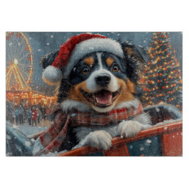 オーストラリアン・シェパード・ドッグのジェットコースター クリスマス カッティングボード