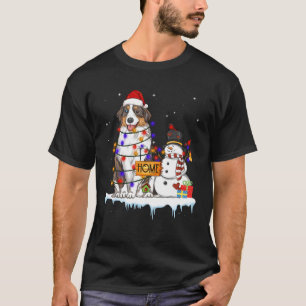 オーストラリアン・シェパード・ドッグ クリスマス スノーマン Xmas Lig Tシャツ