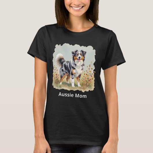 オーストラリアン・シェパード・ドッグ・マール・ロングテイル・アッシー・ママ Tシャツ (正面)