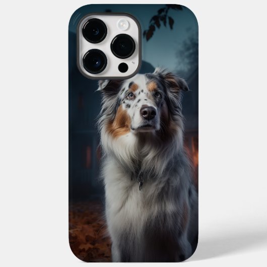 オーストラリアン・シェパード ハロウィン おばけ Case-Mate iPhoneケース (裏面)