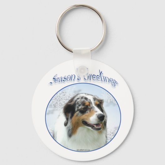 オーストラリアン・シェパード 犬のクリスマス キーチェーン (正面)