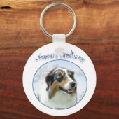 オーストラリアン・シェパード 犬のクリスマス キーチェーン (正面)