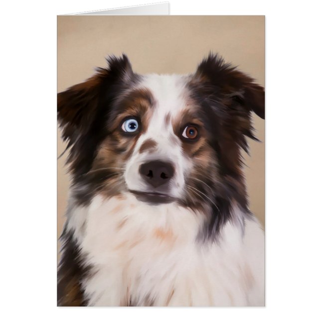 オーストラリアン・シェパード 犬 油彩画 アート (正面)