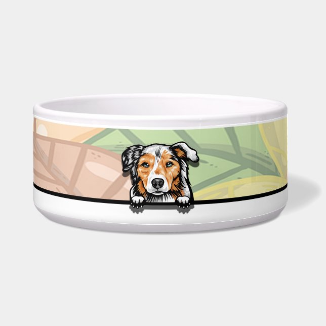 オーストラリアン・シェパード 犬 食べ物 飲み物 ボウル (正面)