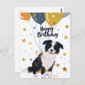 オーストラリアン・シェパード 誕生日おめでとう ポストカード (正面/裏面)