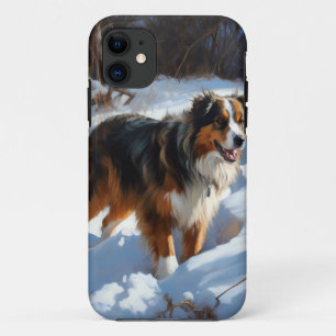 オーストラリアン・シェパード 雪を降らせて クリスマス iPhone 11 ケース