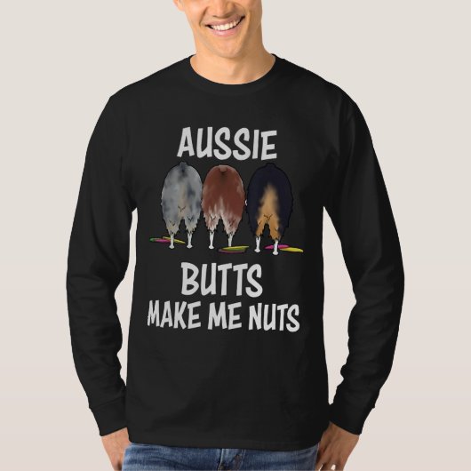 オーストラリアン・シェパード Aussie お尻を見ると気が狂いそうな Shep Tシャツ (正面)