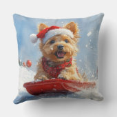 オーストラリアン・テリアのそり乗り 雪を降らせて クリスマス クッション (裏面)