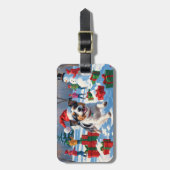 オーストラリアン・テリアのクリスマス　雪の情景 ラゲッジタグ (正面縦)