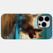 オーストラリアン・テリア ビーチ サーフィン 絵画 Case-Mate iPhoneケース (裏面 (横))