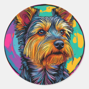 🐶 オーストラリアン・テリア 犬 かわいい ペット イラスト 🐶 ラウンドシール