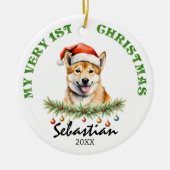 オーストラリアン・ディンゴのカスタムフォトクリスマスオーナメント セラミックオーナメント (正面)