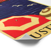 オーストラリアヴィンテージビーチ傘の旅行ポスター ポスター (角)