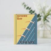 オーストラリアヴィンテージレトロビーチ旅行ポスター ポストカード (スタンド正面)