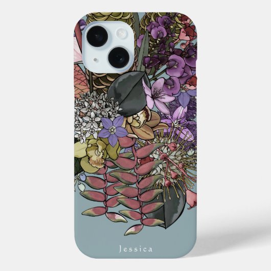 オーストラリアヴィンテージ熱帯夏ワイルドフラワー Case-Mate iPhoneケース (裏面)