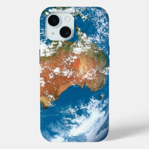 オーストラリア上空に雲を見せる惑星の地球。 iPhone 15ケース