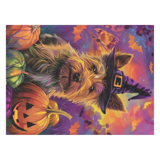 オーストラリア不気味テリアハロウィーンウィッチパンプキン テーブルクロス (正面(横))