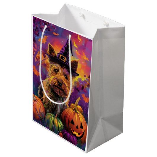 オーストラリア不気味テリアハロウィーンウィッチパンプキン ミディアムペーパーバッグ (裏面アングル)