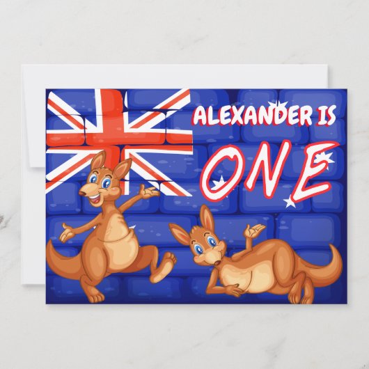 オーストラリア主題ファースト誕生日 招待状 (正面)