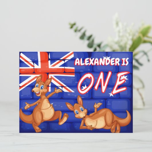 オーストラリア主題ファースト誕生日 招待状 (スタンド正面)