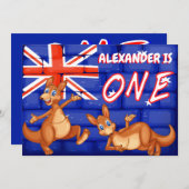 オーストラリア主題ファースト誕生日 招待状 (正面/裏面)