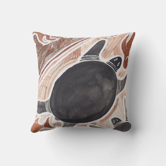 オーストラリア人によっては神話動物の大きいカメの枕が夢を見ます クッション (裏面)