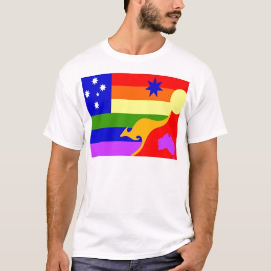 オーストラリア人のゲイプライドの旗 Tシャツ (正面)