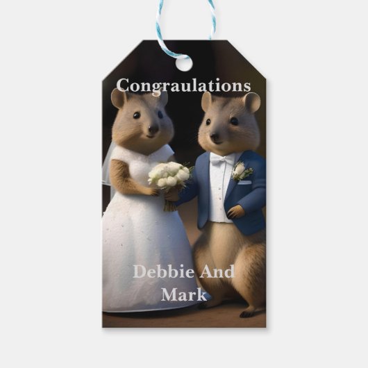オーストラリア人のQuokkaが私と結婚結婚 ギフトタグ (正面)