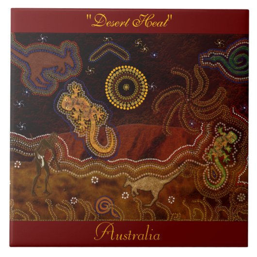 オーストラリア先住民の砂漠の動物6'アートタイル タイル (正面)